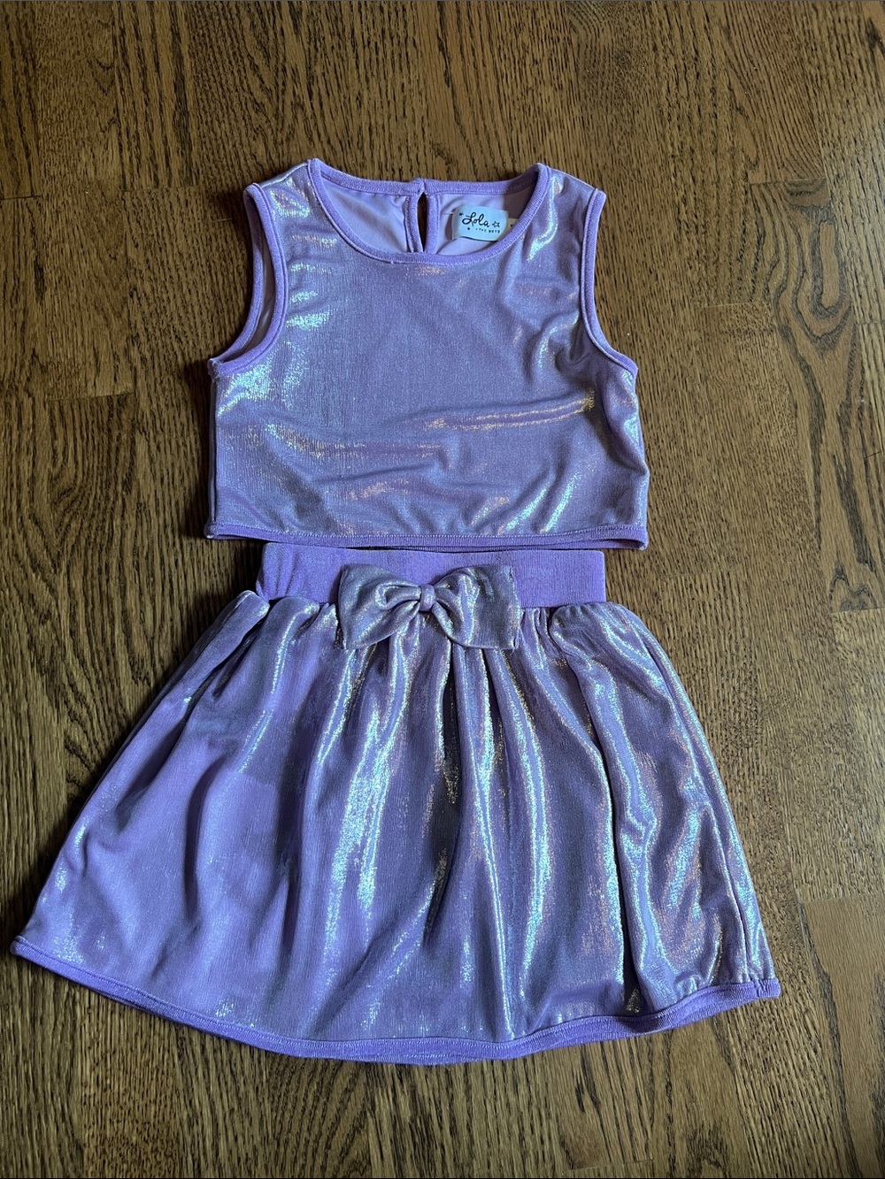Lola and the boys Girls Shimmery Purple Two-Piece Set
